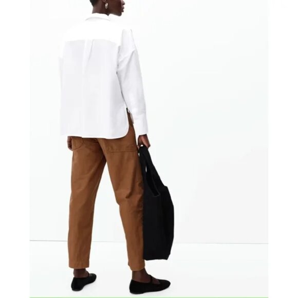 Everlane Japan square boxy top white organic cotton shirt button up  NWT XL - Picture 2 of 5